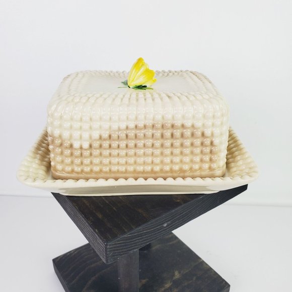 Maurmon Other - Vtg 50’s Marumon Ware 2-Tone Ombre Dainty Flower Top Hobnail 1 Pound Butterdish